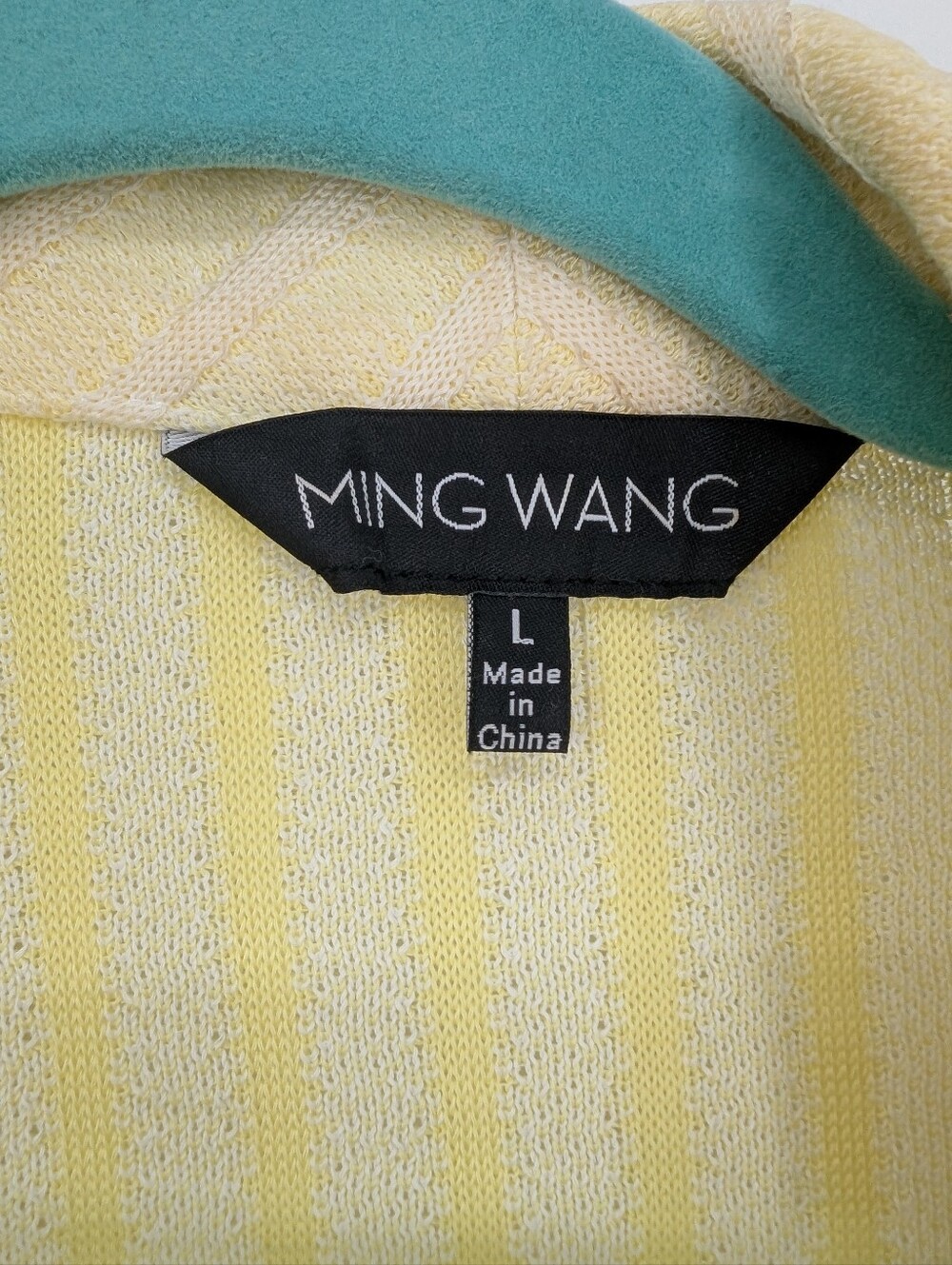 Ming Wang Textured Knit Jacket Yellow White Black Acrylic Large - Picture 6 of 6